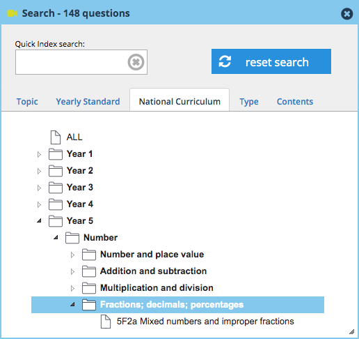 KS2 Reasoning Search Screen